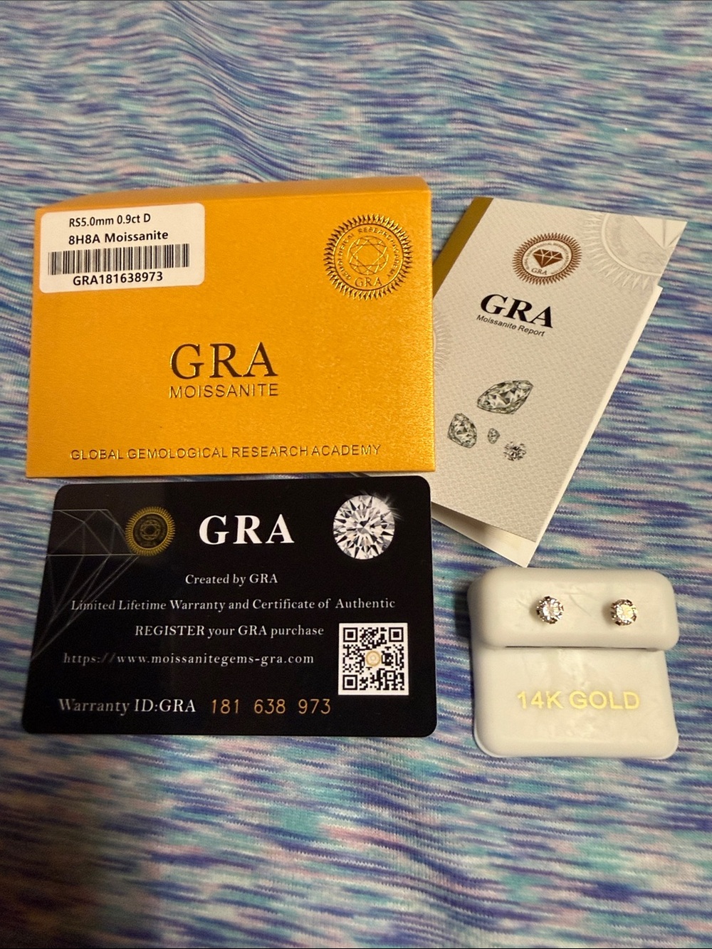 GRA Moissanite 14K Gold Stud Earrings - Clear/White Stones